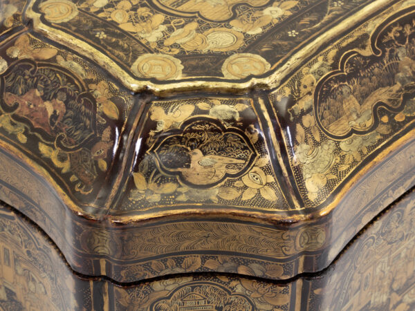Close up of the shaped box and decoration