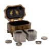 Front overview of the Chinese Export Lacquer Tea Chest with the caddies removed