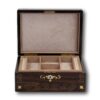 Front of the Coromandel and Mother of Pearl Jewellery Box with the lid up