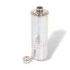 Front overview of the Novelty Silver Plate Telescope Flask with the lid removed