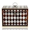 Front overview of the Tortoiseshell and Mother of Pearl Harlequin Tea Caddy