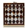 Side of the Tortoiseshell and Mother of Pearl Harlequin Tea Caddy