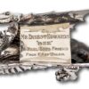 Close up of the unique plaque on the Overview of the Dragon Table Lighter Gifted to Earnest 'Bee' Edwards