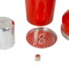 The Master Incolor Red Cocktail Shaker showing all the components