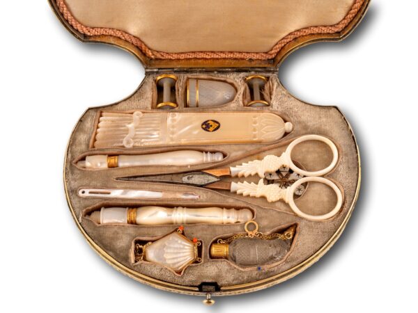 Inside of the Palais Royal Mother of Pearl Clam Necessaire Etui