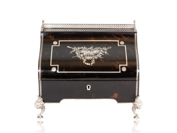 Front of the Tortoiseshell and Silver Stationery Box William Comyns