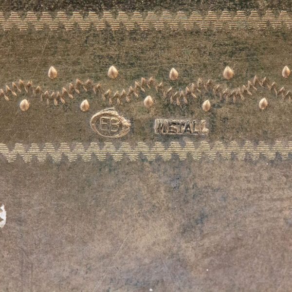 Close up of the makers marks and stamps in the Singing Bird Music Box Karl Griesbaum
