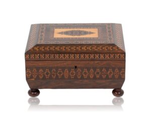 Front overview of the Tunbridge Ware Sewing Box