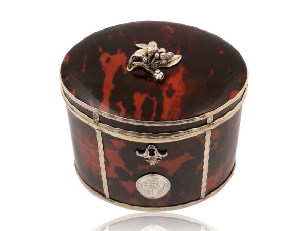 Top of the Silver Gilt Oval Red Tortoiseshell Tea Caddy