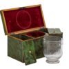Front Overview of the Green Tortoiseshell Tea Caddy with the sugar bowl and lids removed