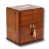 Front overview of the Mahogany Double Opening Apothecary Box with the key fitted