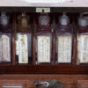 Close up of the bottles in the Mahogany Double Opening Apothecary Box