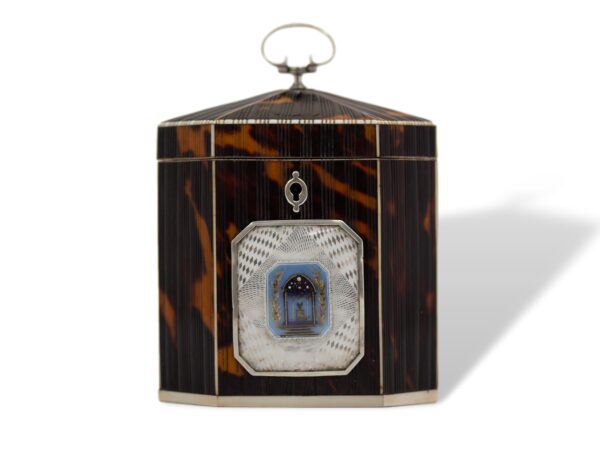 Front of the Pressed Tortoiseshell Tent Top Tea Caddy