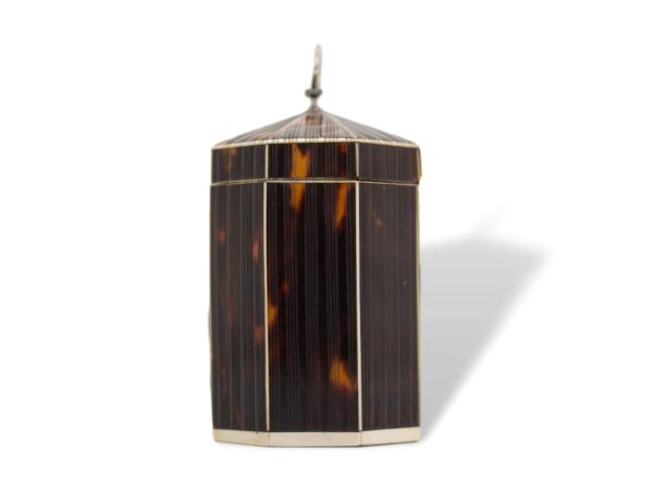 Side of the Pressed Tortoiseshell Tent Top Tea Caddy