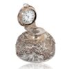 Front overview of the Silver Desk Inkwell Clock William Comyns showing the pocket watch