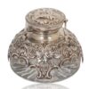 Side overview of the Silver Desk Inkwell Clock William Comyns
