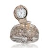 Front overview of the Silver Desk Inkwell Clock William Comyns showing the pocket watch