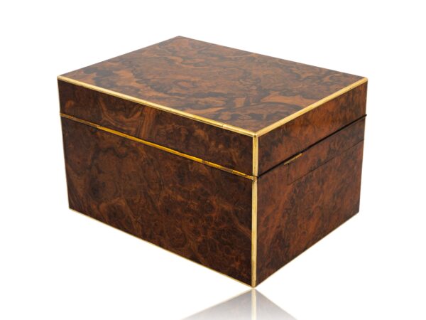 Rear overview of the Burr Walnut and Silver Mechanical Vanity Box Royal Connection