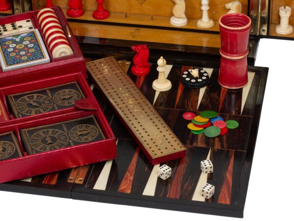 Close up of the various gaming pieces from the Coromandel Games Box Compendium Betjemann Rodrigues