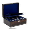 Front overview of the Coromandel Sewing Box Lund with the lid up and document storage dropped down