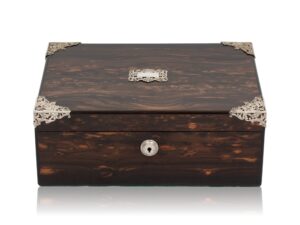 Front overview of the Coromandel Silver Mounted Cigar Box