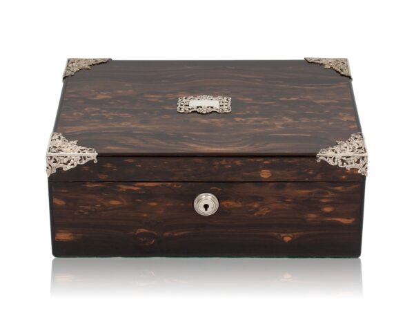 Front overview of the Coromandel Silver Mounted Cigar Box