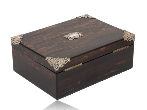 Rear overview of the Coromandel Silver Mounted Cigar Box