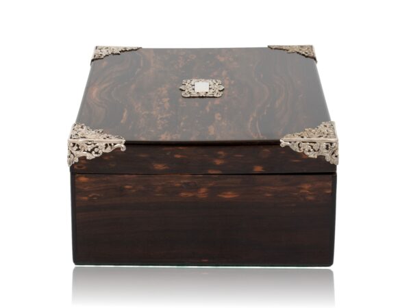 Side of the Coromandel Silver Mounted Cigar Box