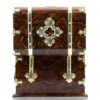Rear overview of the Feathered Burr Walnut Decanter Box Betjemann Kenneth with the lid up