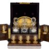 Front overview of the Feathered Burr Walnut Decanter Box Betjemann Kenneth opened