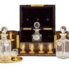 Interior of the Feathered Burr Walnut Decanter Box Betjemann Kenneth on display