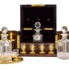Interior of the Feathered Burr Walnut Decanter Box Betjemann Kenneth on display