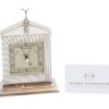 Overview of the Rolls Royce Novelty Silver Desk Barometer next to a standard business card for scale