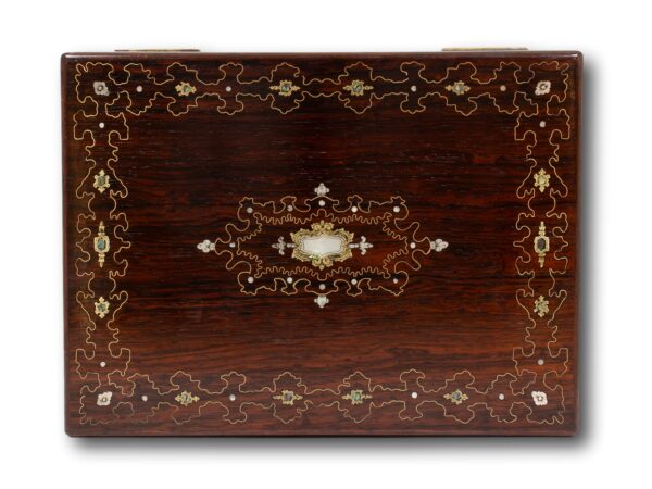 Top of the Rosewood Inlaid Jewellery Box