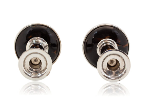 Above view of the Silver and Tortoiseshell Candlesticks Asprey