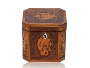 Front of the Burr Yew Canted Corner Tea Caddy