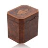Rear overview of the Burr Yew Canted Corner Tea Caddy