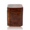 Side of the Burr Yew Canted Corner Tea Caddy