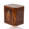 Front overview of the Burr Yew Canted Corner Tea Caddy