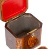 Inside of the Burr Yew Canted Corner Tea Caddy