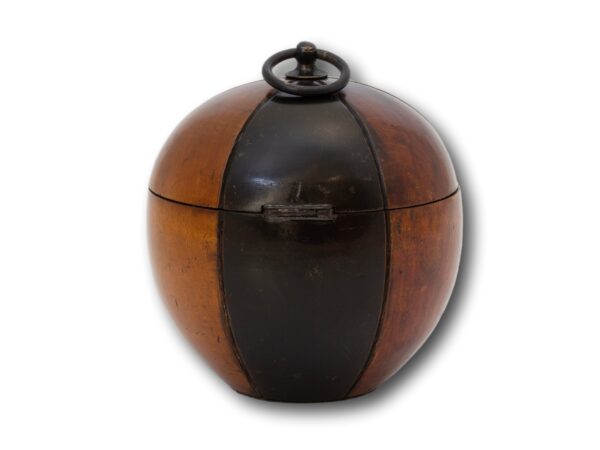 Rear of the Antique Continental Melon Fruit Tea Caddy with the key fitted