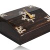 Front overview of the Coromandel Silver Mounted Writing Box Betjemann with the key fitted