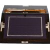 Front of the Coromandel Silver Mounted Writing Box Betjemann with the writing slope open and rear compartment open