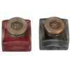 Close up of the inkwells from the Coromandel Silver Mounted Writing Box Betjemann