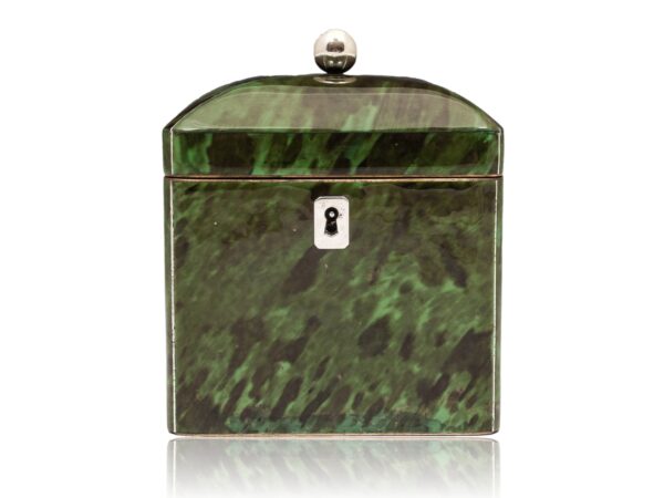 Front of the Green Tortoiseshell Tea Caddy