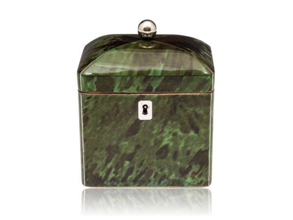 Front of the Green Tortoiseshell Tea Caddy