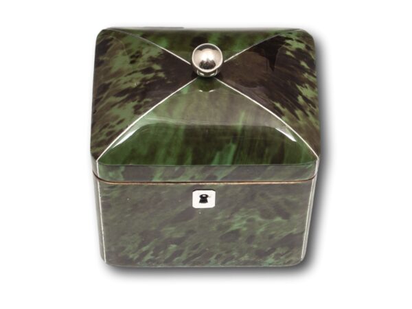 Top of the Green Tortoiseshell Tea Caddy