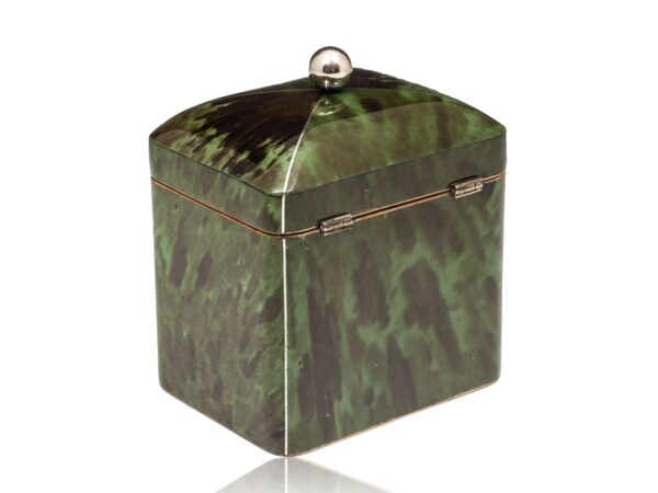 Rear overview of the Green Tortoiseshell Tea Caddy