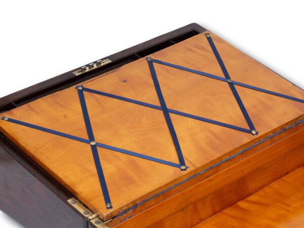 Close up of the bottom storage from the writing slope inside the Inlaid Writing Box Hausburg