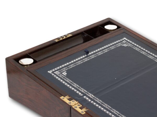 Close up of the top half of the slope from the writing slope inside the Inlaid Writing Box Hausburg